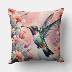 oreiller floral colibri