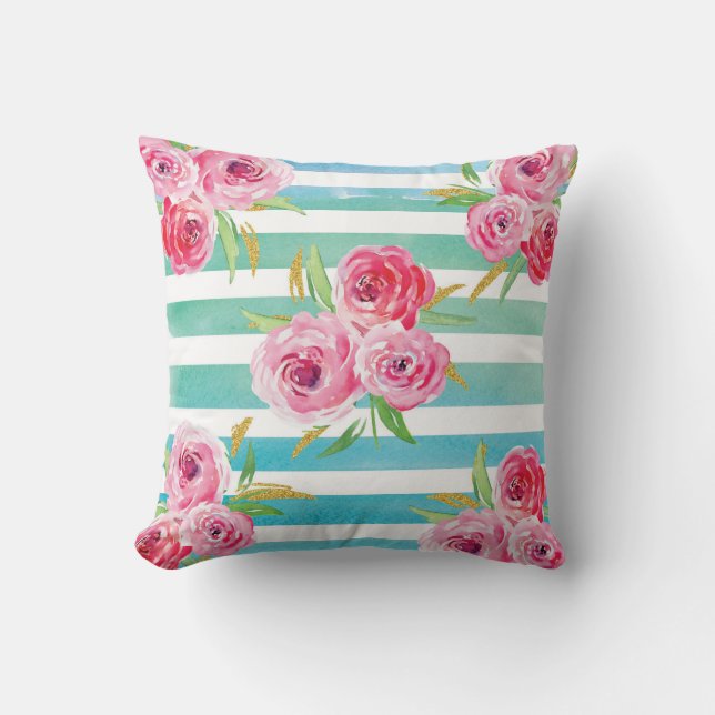 Oreiller floral de rose, de menthe et d'or (Recto)