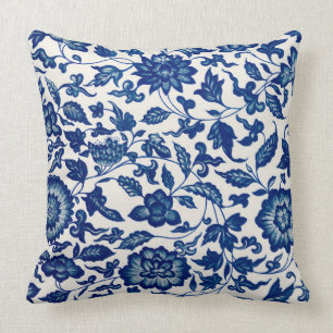 Oreiller Floral Floral Chinois Bleu