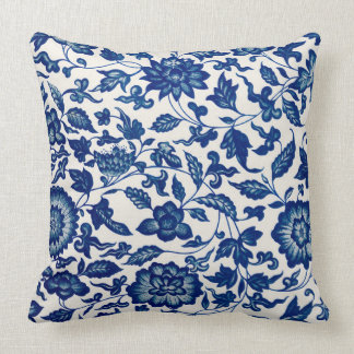 Oreiller Floral Floral Chinois Bleu