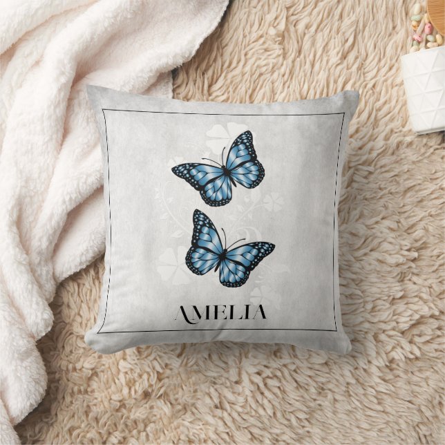 Oreiller floral papillon bleu (Couverture)