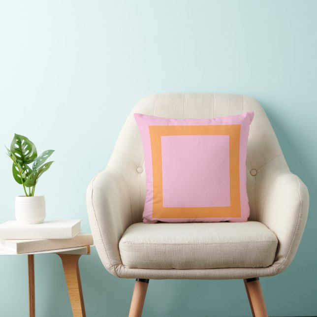Oreiller géométrique moderne rose et orange (Chaise)