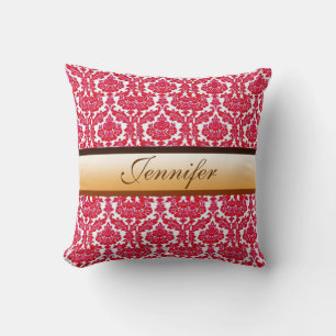 Oreiller grande taille personnalisé en damas rose