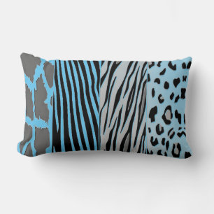 Oreiller Imprimé Rayure Zèbre Noir Et Bleu