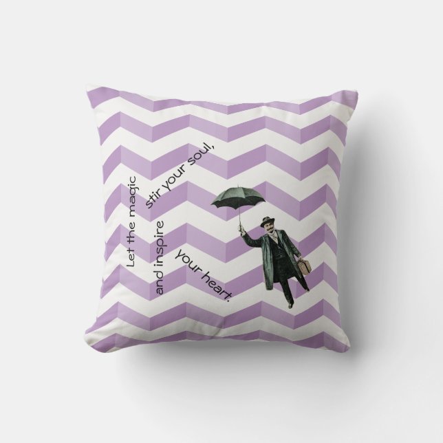Oreiller Inspirant Chevrons 3D avec Homme Volant (Recto)