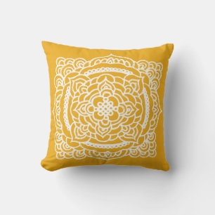 Oreiller Jaune Jaune De Tracery Blanc