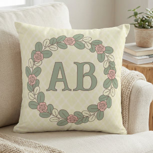 Oreiller jetable à monogramme Couronne de rose ver