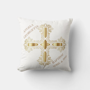 Oreiller jetable Croix Chrétienne Blanche et Or
