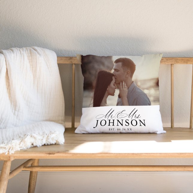 Oreiller jetable de photo de mariage moderne de M. (Créateur téléchargé)
