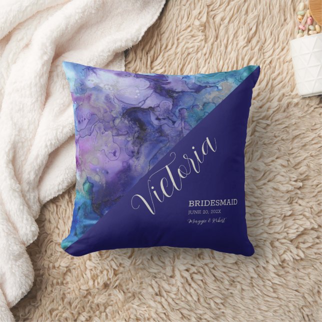 Oreiller jeté à monogramme aquarelle abstrait (Couverture)