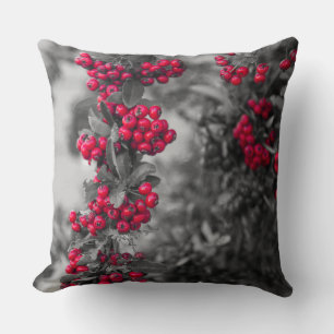 Oreiller jeté à motif de baies de pyracantha