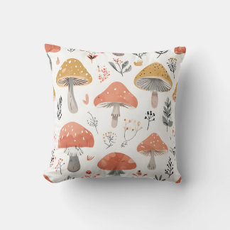 Oreiller jeté à motif de champignons de la forêt f