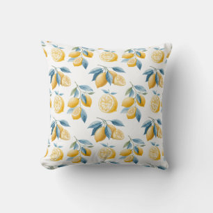 Oreiller jeté à motif de citron bleu méditerranéen