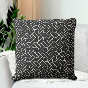 Oreiller jeté à motif de corde noire