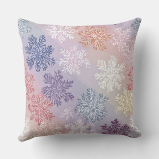 Oreiller jeté à motif de flocon de neige pastel aq