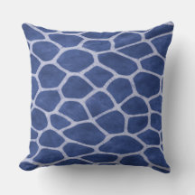 Oreiller jeté à motif de girafe bleu foncé chic