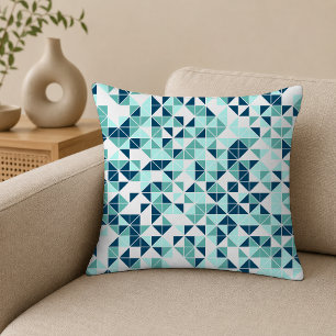 Oreiller jeté à motif géométrique moderne sarcelle