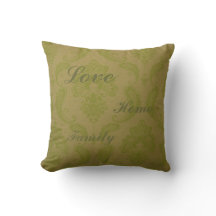 Oreiller jeté à motif vert avec texte