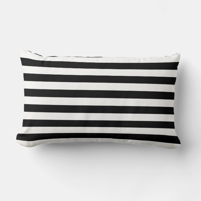 Oreiller jeté à rayures noires et blanches (Recto)