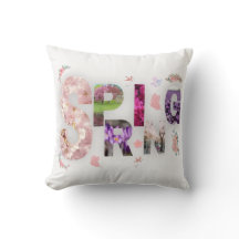 Oreiller jeté à typographie florale de printemps