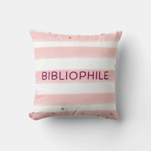 Oreiller jeté bibliophile rose pour amoureux de li
