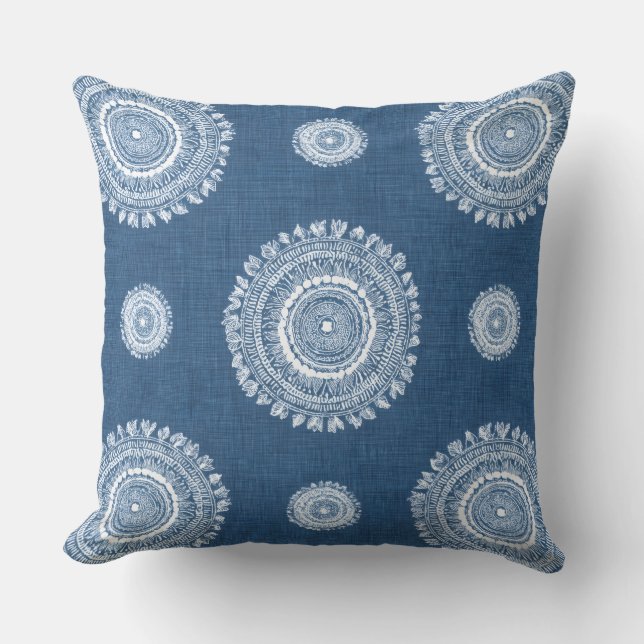 Oreiller jeté bleu boho (Recto)