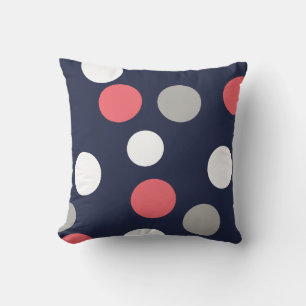 Oreiller jeté Boules Cercles Rose Corail Gris Blan