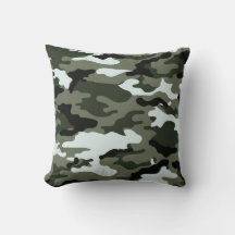 Oreiller jeté camouflage vert militaire.