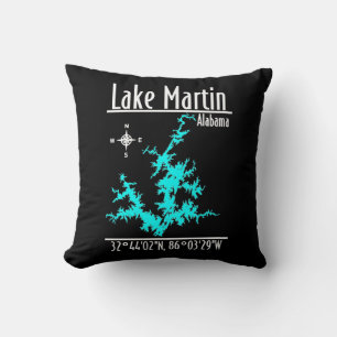 Oreiller jeté carte du lac Martin Alabama