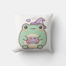 Oreiller jeté Cozy Pastel Magicien Grenouille Joue