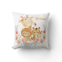 Oreiller jeté d'animal sauvage mignon