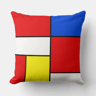 Oreiller jeté d'art abstrait inspiré de Mondrian