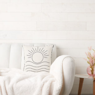 Oreiller jeté d'art en ligne minimaliste Soleil