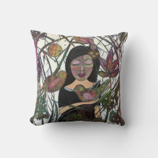 Oreiller jeté d'art fantaisiste Femme et Nature