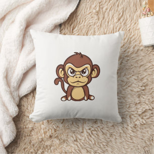 Oreiller jeté de bébé singe en colère mignon