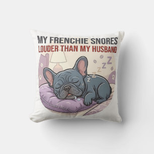 Oreiller jeté de bouledogue français ronflant drôl