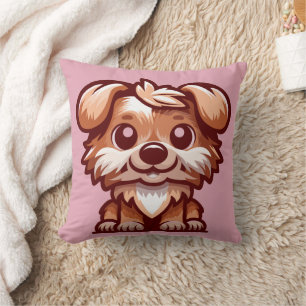 Oreiller jeté de dessin animé de chiot mignon