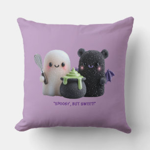 Oreiller jeté de fantôme et d'ours mignon Spooky B