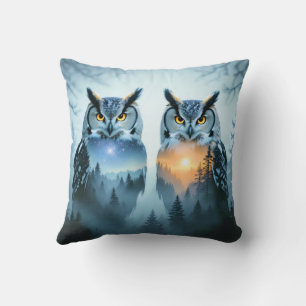 Oreiller jeté de nuit et de jour de hibou pour cou