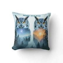 Oreiller jeté de nuit et de jour de hibou pour cou
