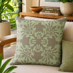 oreiller jeté de quilt hawaïen tortue de mer honu