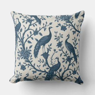 Oreiller jeté de style chinoiserie bleu et blanc a