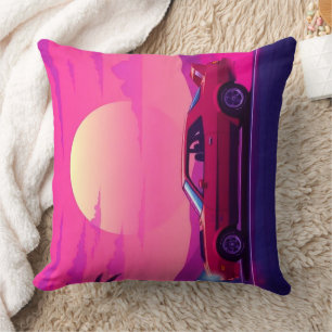 Oreiller Jeté de Voiture Synthwave Rétro 80 Couche