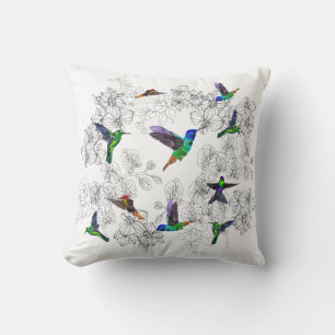 Oreiller jeté d'oiseaux de printemps