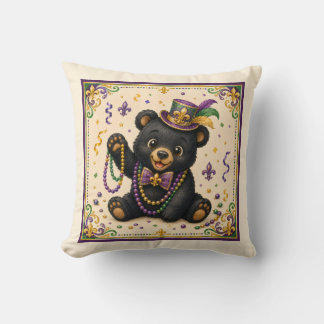 Oreiller jeté d'ours noir mignon du Sud