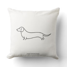 Oreiller jeté en art minimaliste d'un dachshund à 