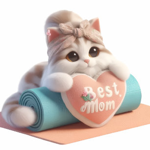 Oreiller jeté en forme de coeur avec chat maman mi