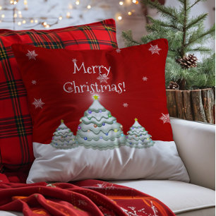 Oreiller jeté en forme de sapin de Noël enneigé ro