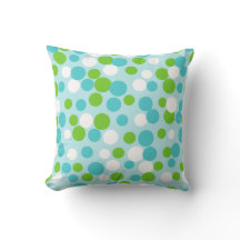 Oreiller jeté été points Aqua Lime Rétro