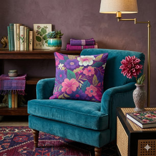 Oreiller jeté floral Jewel Midnight Garden